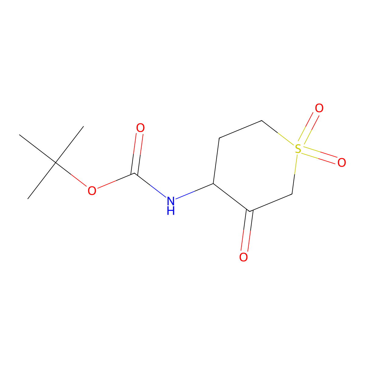 tert-butyl N-(1,1,3-trioxo-1lambda6-thian-4-yl)carbamate molecular structure, CAS 183606-83-9