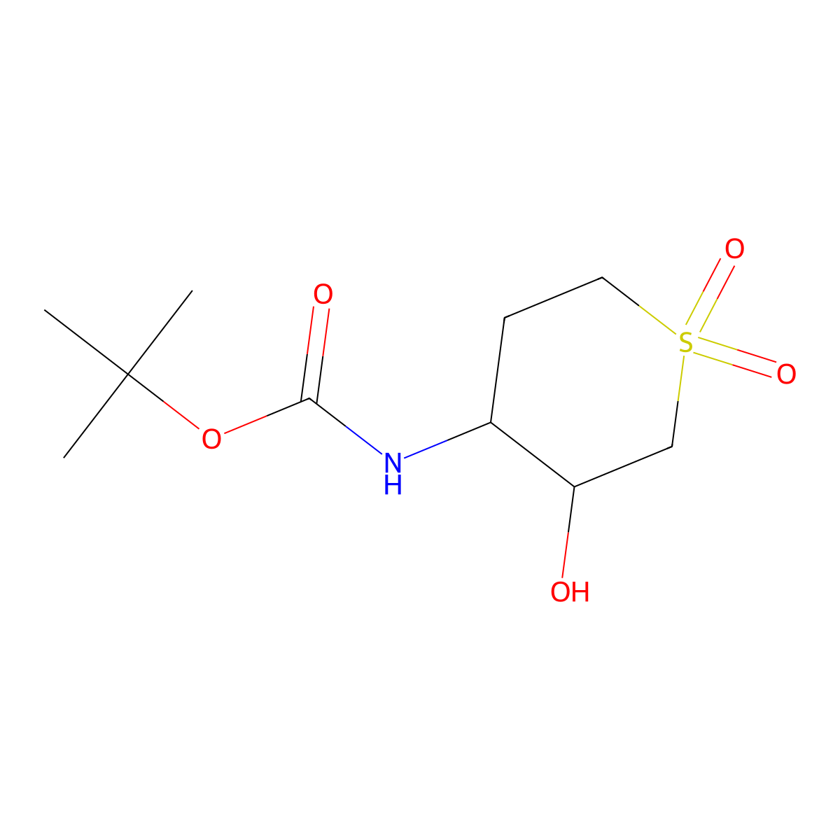 rac-tert-butyl N-[(3R,4R)-3-hydroxy-1,1-dioxo-1lambda6-thian-4-yl]carbamate molecular structure, CAS 183607-06-9