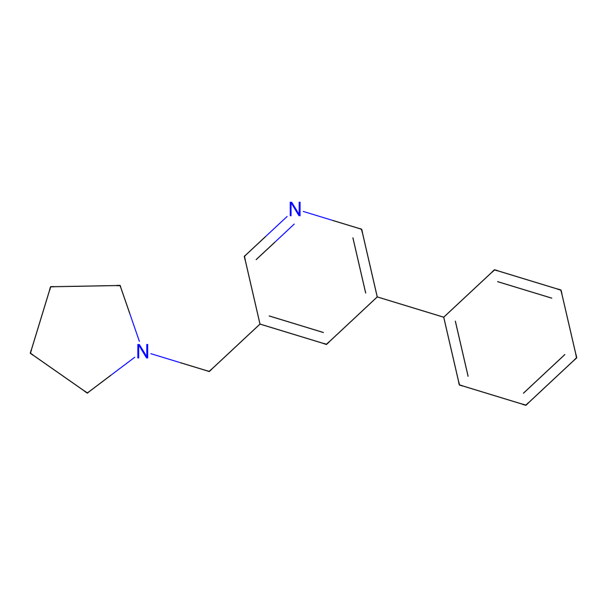 3-Phenyl-5-[(pyrrolidin-1-yl)methyl]pyridine molecular structure, CAS 183609-49-6