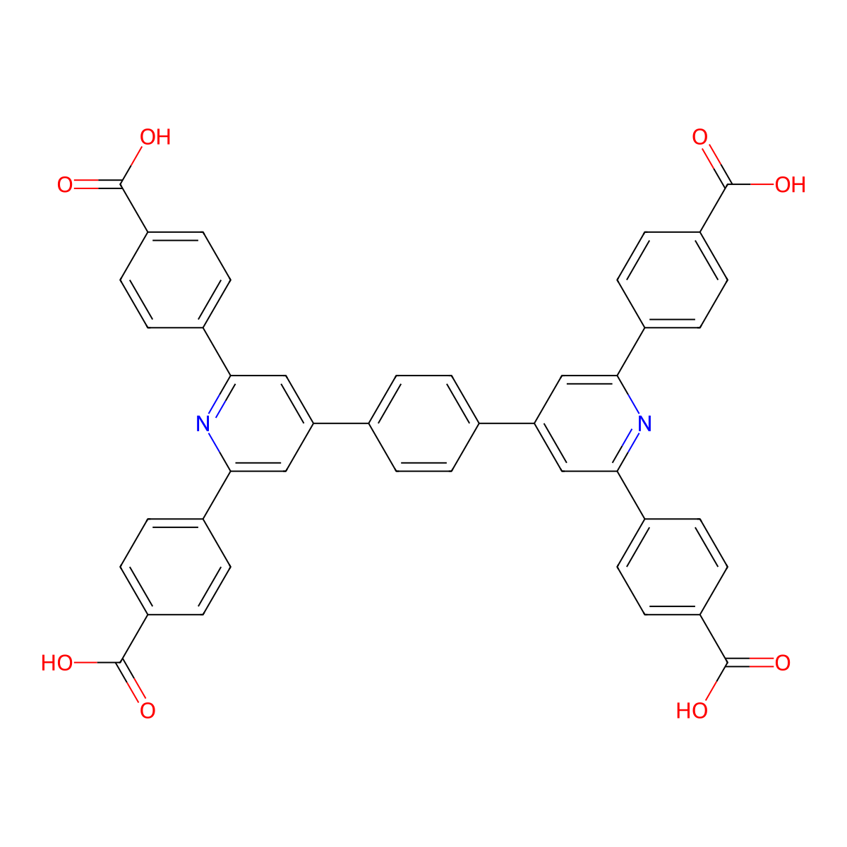 4,4',4'',4'''-(4,4'-(1,4-Phenylene)bis(pyridine-6,4,2-triyl))tetrabenzoic acid molecular structure, CAS 1836122-41-8