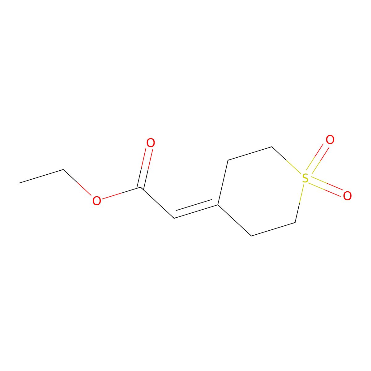 Ethyl 2-(1,1-dioxo-1lambda6-thian-4-ylidene)acetate molecular structure, CAS 1836140-32-9