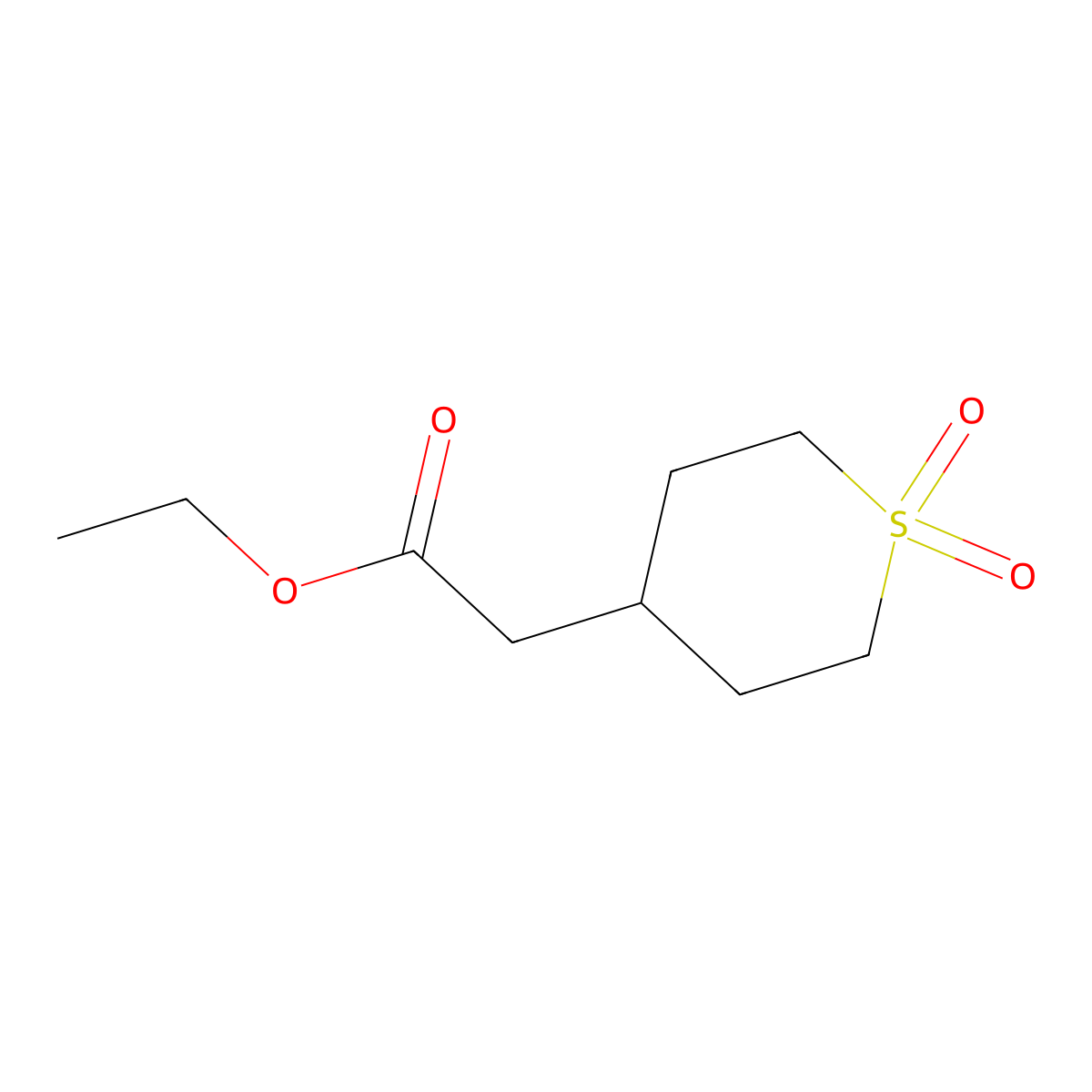ethyl 2-(1,1-dioxidotetrahydro-2H-thiopyran-4-yl)acetate molecular structure, CAS 1836140-33-0
