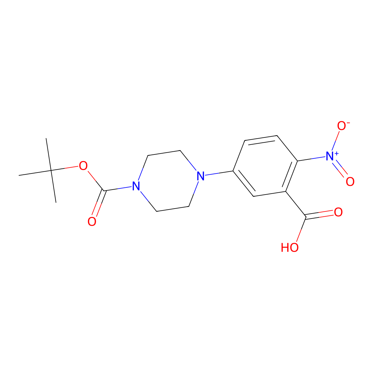 1-N-Boc-4-(3-Carboxy-4-nitrophenyl)piperazine molecular structure, CAS 183622-36-8