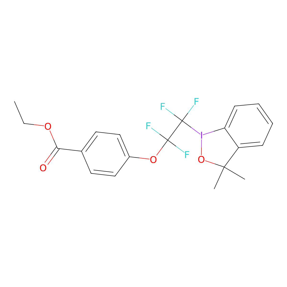 1-(Ethoxycarbonylphenoxytetrafluoroethyl)-3,3-dimethyl-1,2-benziodoxole molecular structure, CAS 1836233-14-7