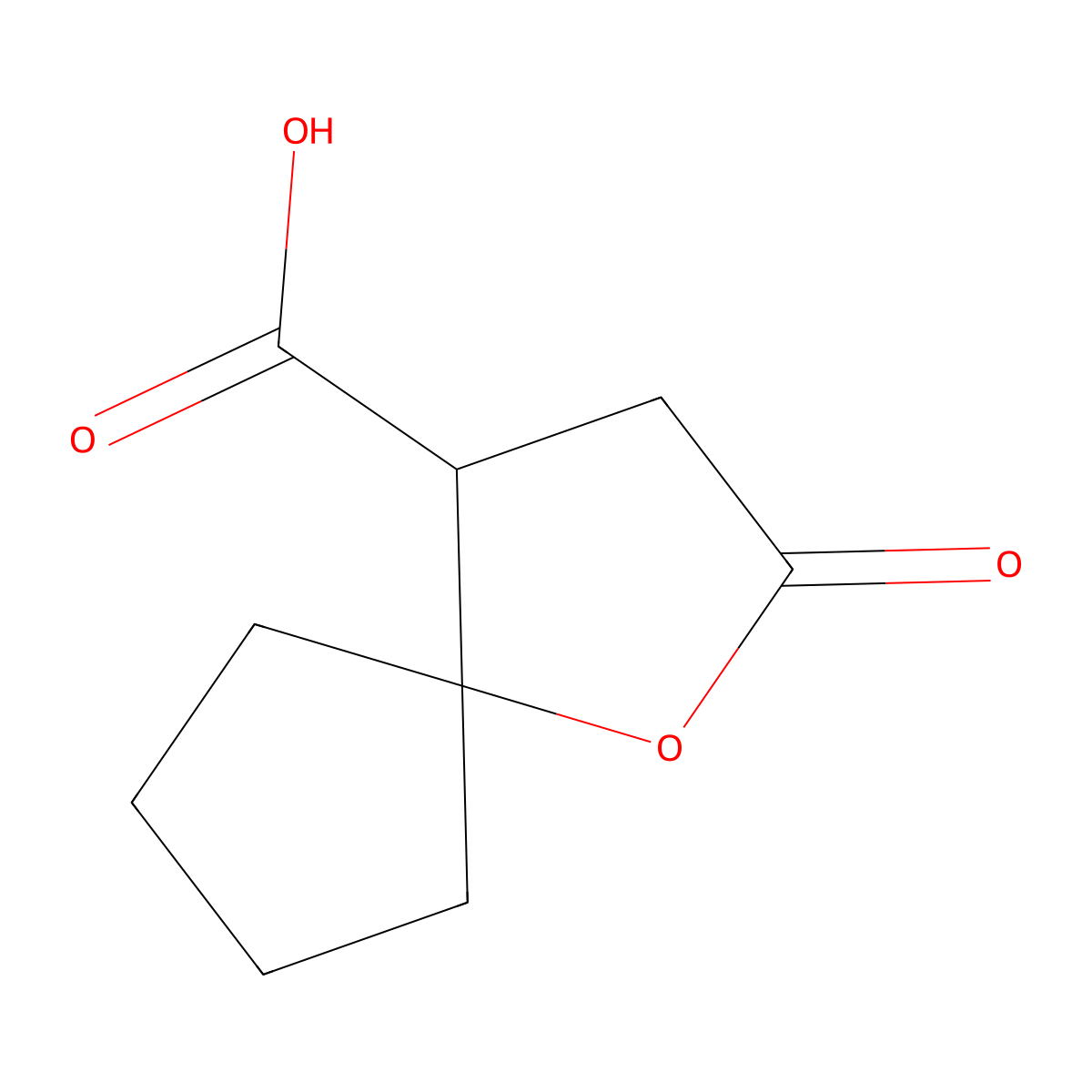 2-Oxo-1-oxa-spiro(4.4)nonane-4-carboxylic acid molecular structure, CAS 18363-10-5