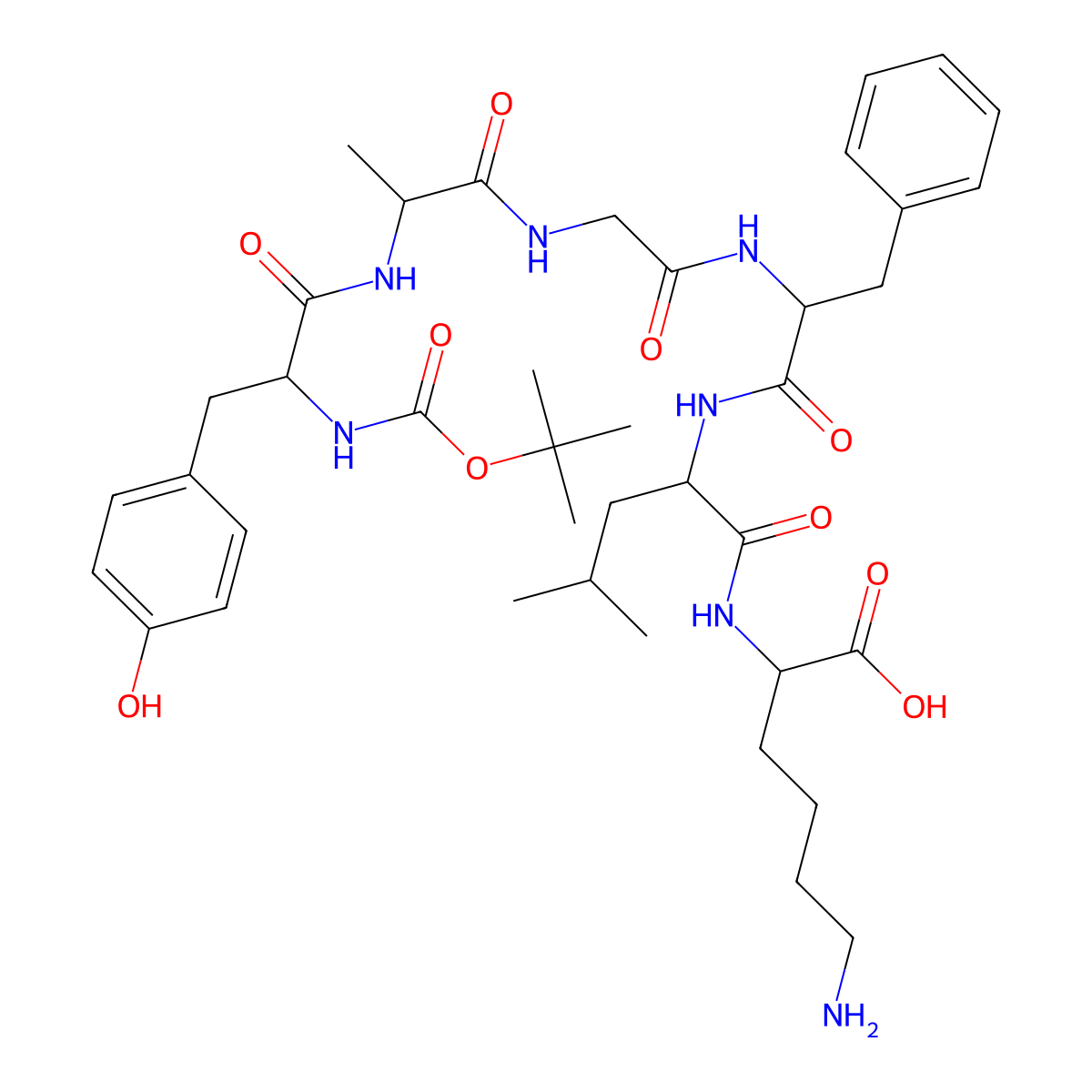 (Boc-Tyr1,D-Ala2)-Leu-Enkephalin-Lys molecular structure, CAS 183663-89-0
