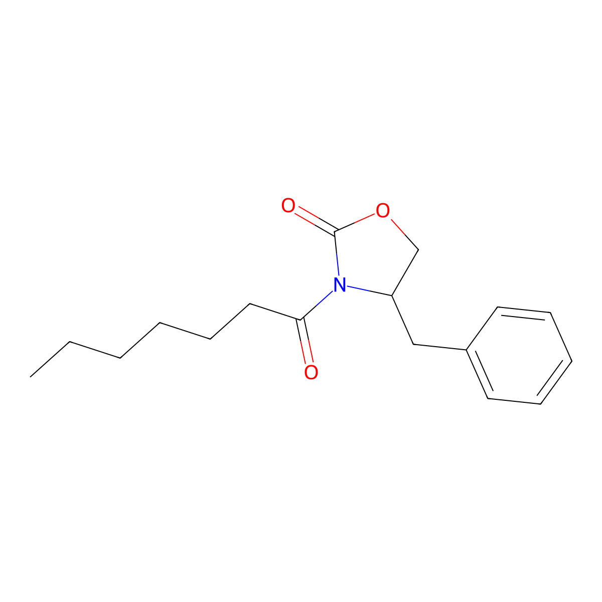 (S)-4-Benzyl-3-heptanoyloxazolidin-2-one molecular structure, CAS 183665-57-8