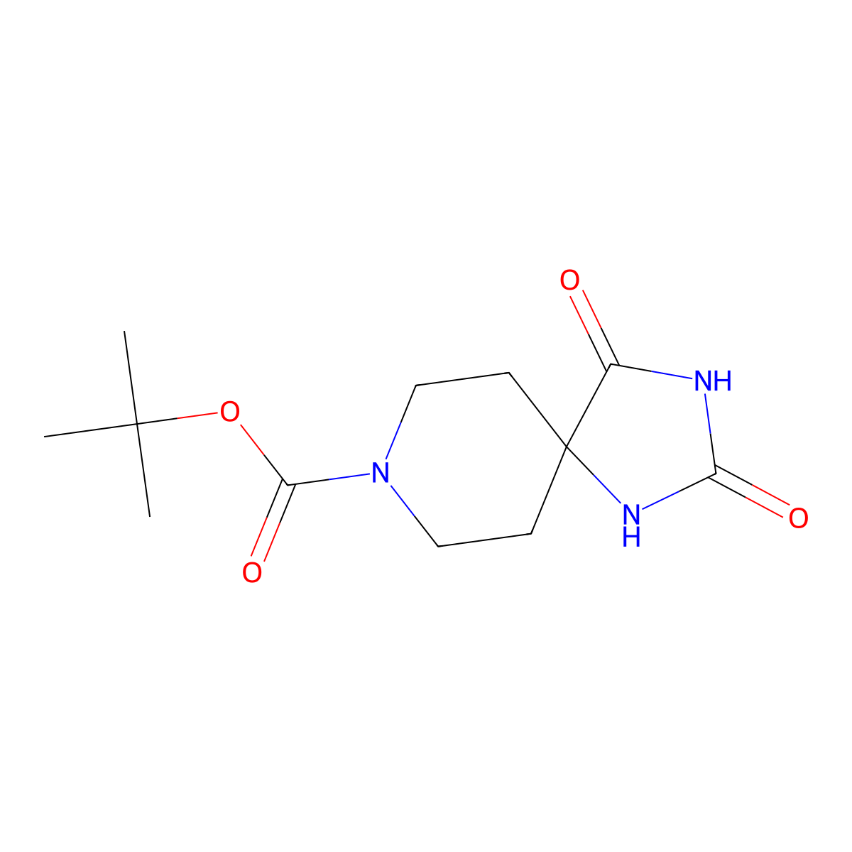Tert-butyl 2,4-dioxo-1,3,8-triazaspiro[4.5]decane-8-carboxylate molecular structure, CAS 183673-70-3