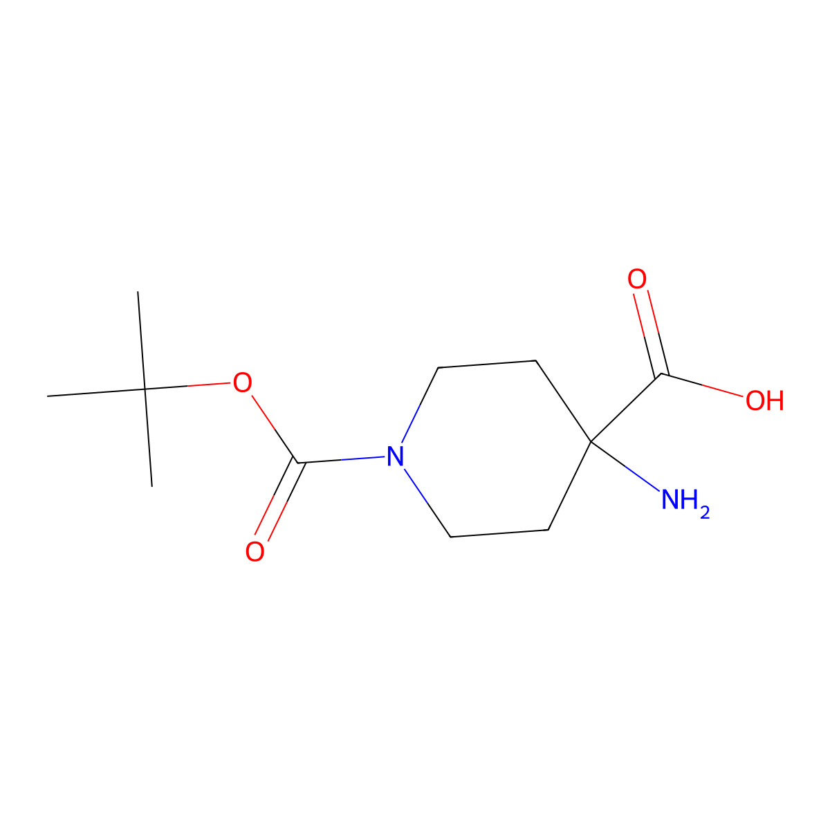 4-Amino-1-(tert-butoxycarbonyl)piperidine-4-carboxylic acid molecular structure, CAS 183673-71-4