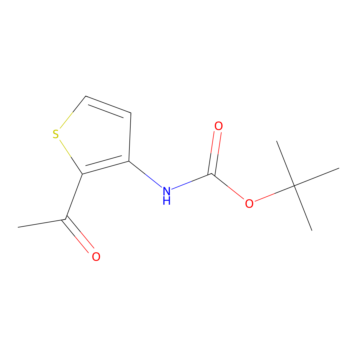 2-Acetyl-3-t-butyloxycarbonylaminothiophene molecular structure, CAS 183677-51-2