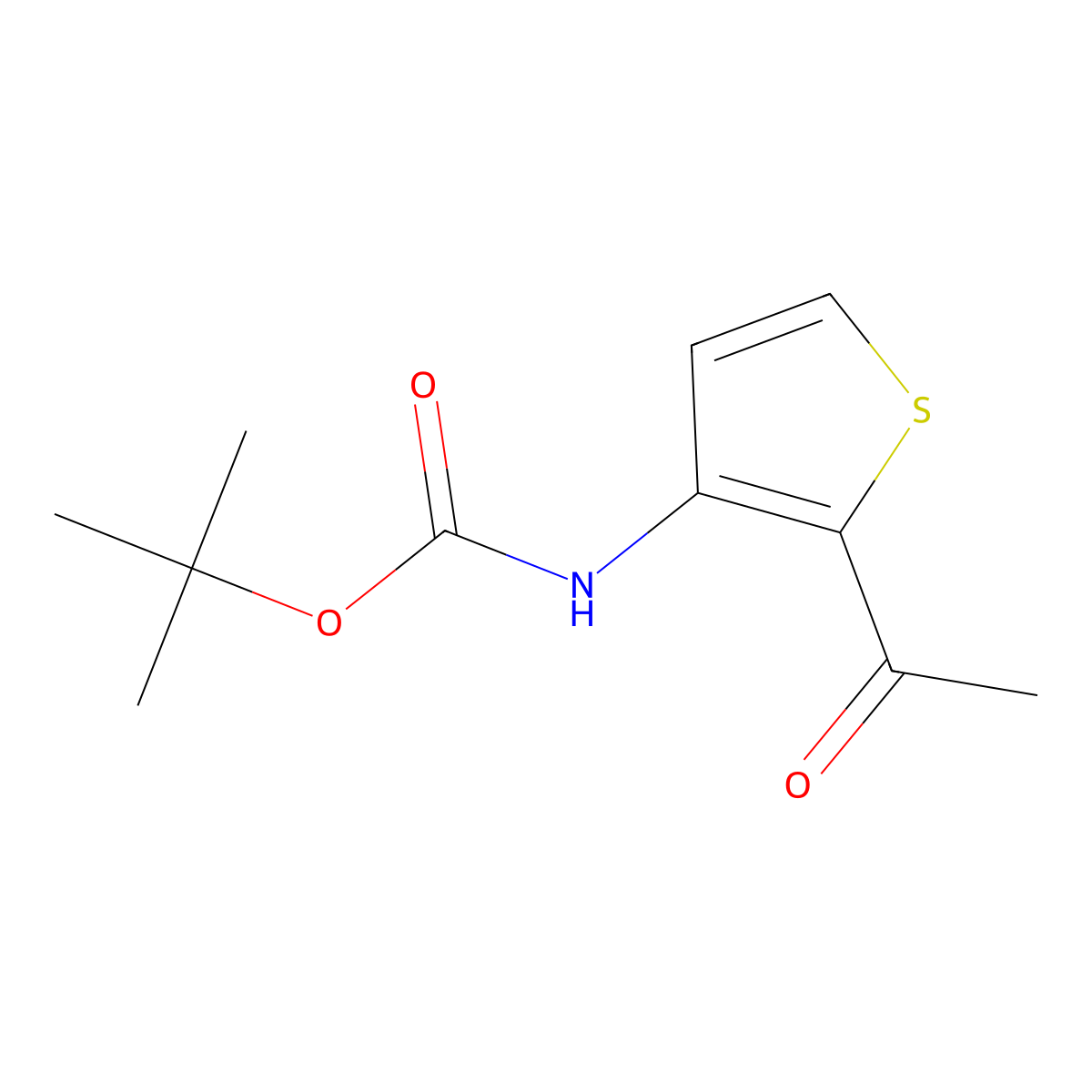 2-Acetyl-3-t-butyloxycarbonylaminothiophene molecular structure, CAS 183677-51-2