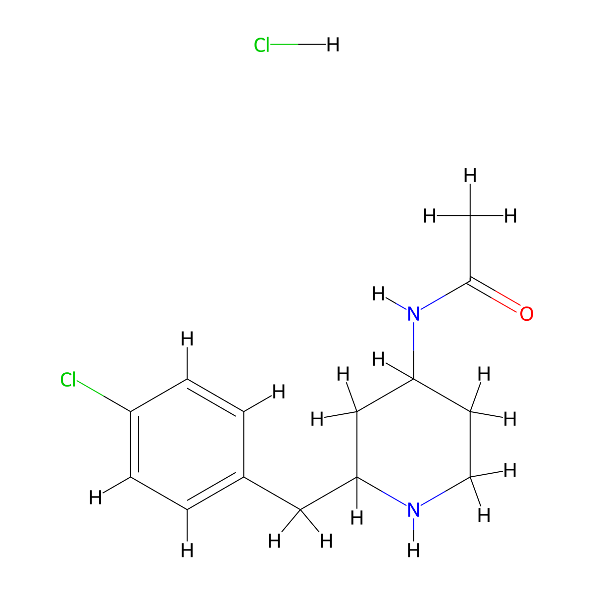 N-((2R,4S)-2-(4-chlorobenzyl)piperidin-4-yl)acetamide hydrochloride molecular structure, CAS 183683-28-5