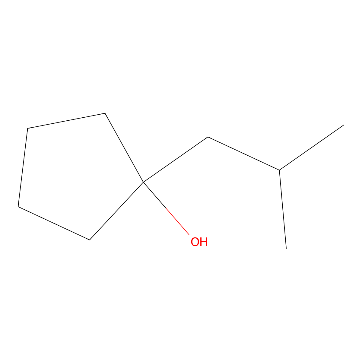 1-(2-Methylpropyl)cyclopentan-1-ol molecular structure, CAS 18369-20-5