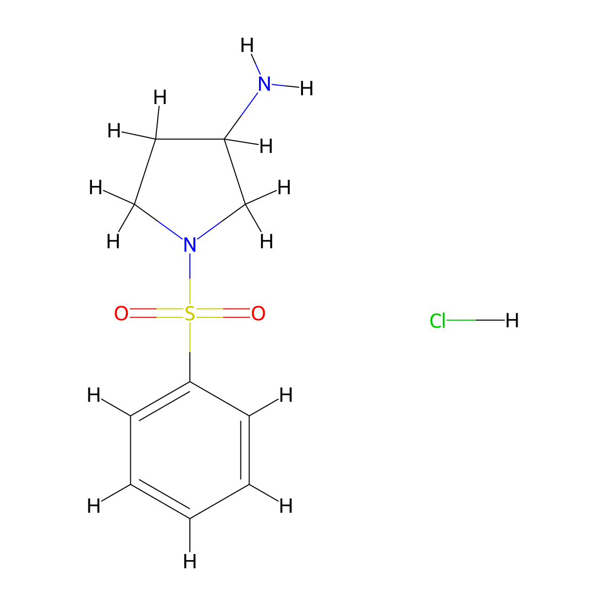 1-(Benzenesulfonyl)pyrrolidin-3-amine hydrochloride molecular structure, CAS 1837171-30-8