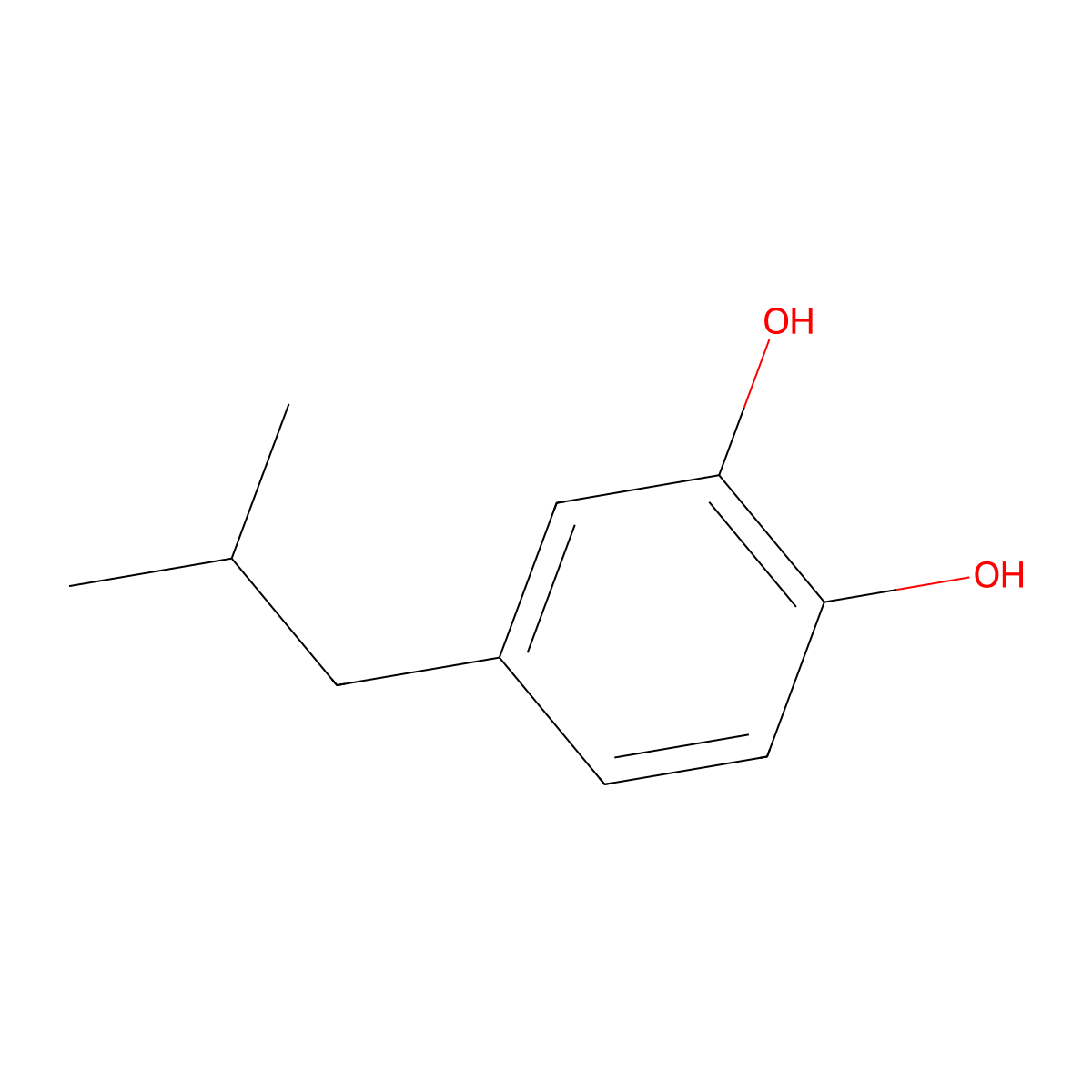 4-(2-Methylpropyl)-1,2-benzenediol molecular structure, CAS 18372-41-3