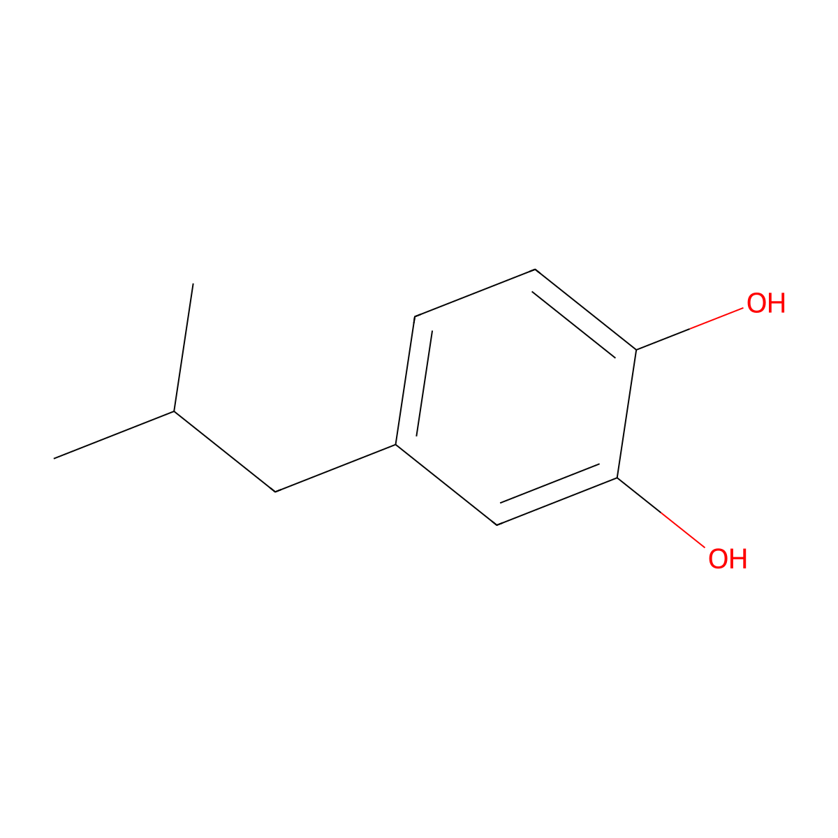 4-(2-Methylpropyl)-1,2-benzenediol molecular structure, CAS 18372-41-3