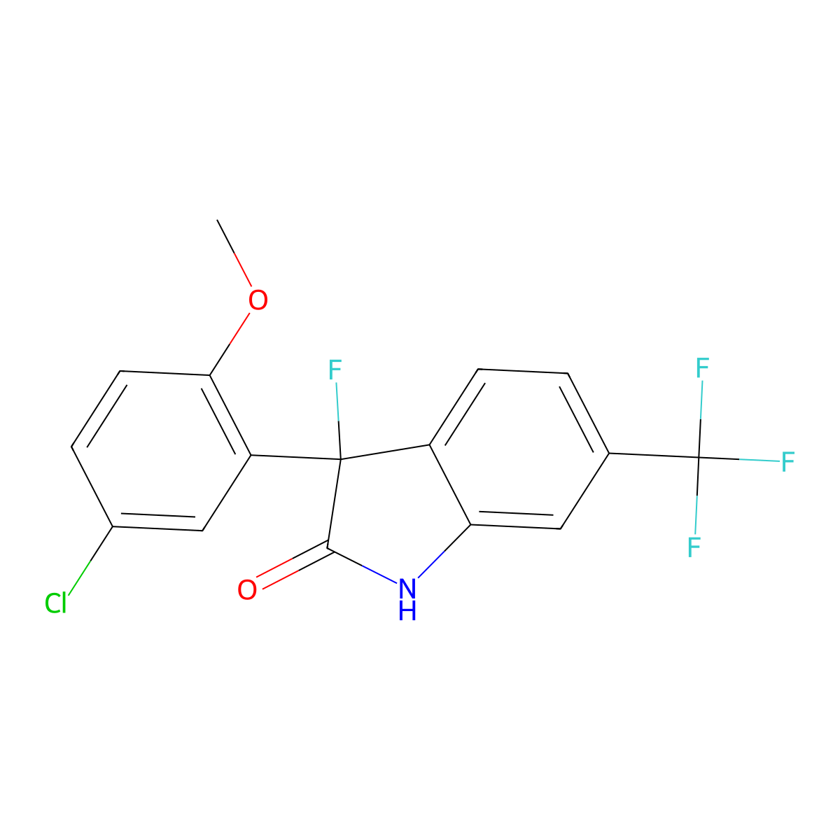3-(5-Chloro-2-methoxyphenyl)-3-fluoro-6-(trifluoromethyl)indolin-2-one molecular structure, CAS 183720-28-7