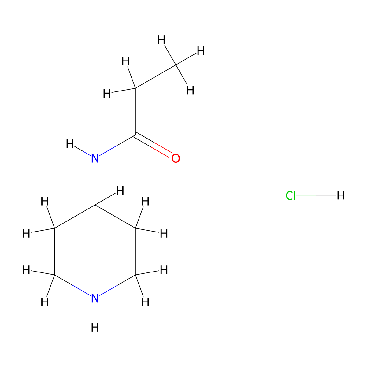 N-(piperidin-4-yl)propanamide hydrochloride molecular structure, CAS 183732-59-4
