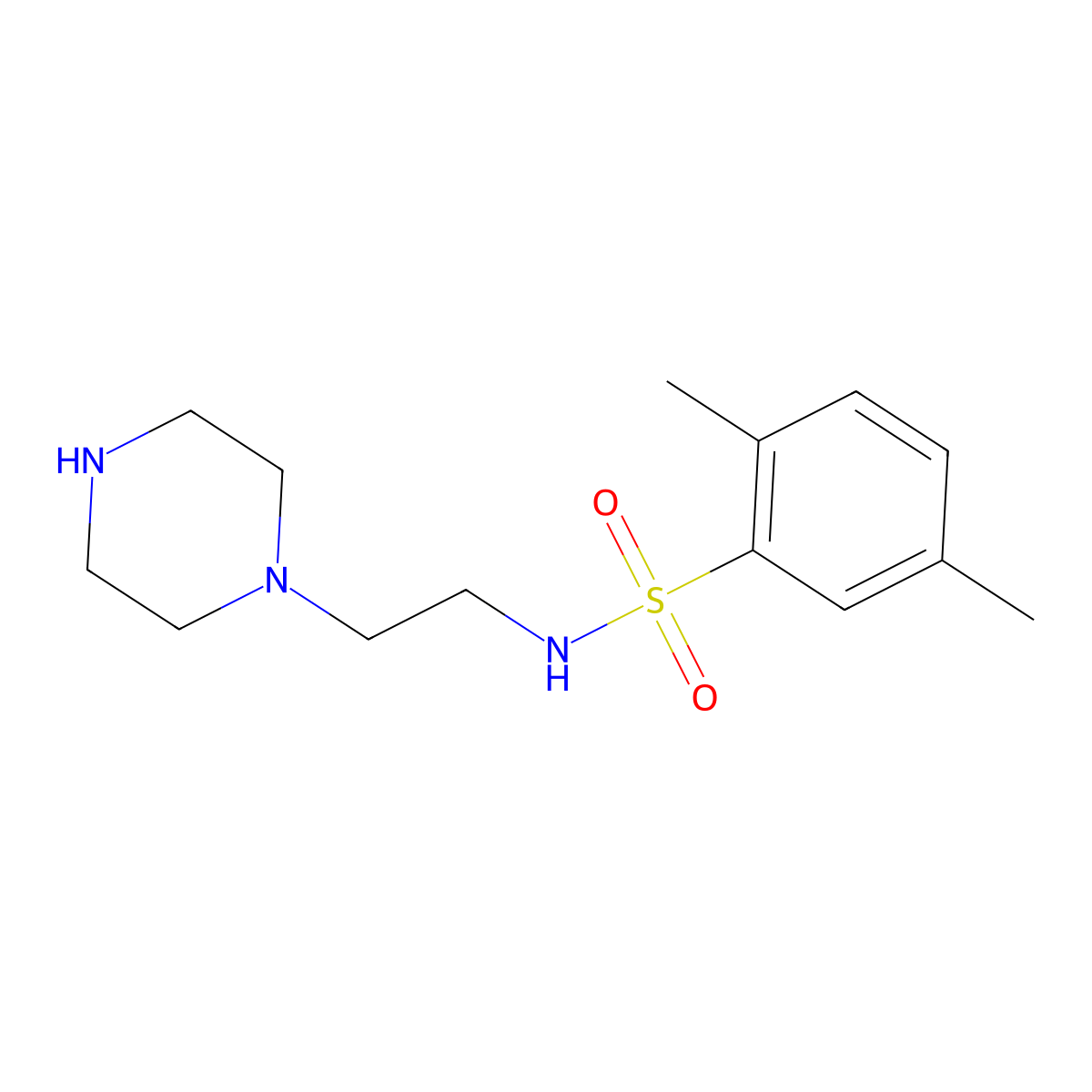 2,5-dimethyl-N-[2-(piperazin-1-yl)ethyl]benzene-1-sulfonamide molecular structure, CAS 1837368-68-9