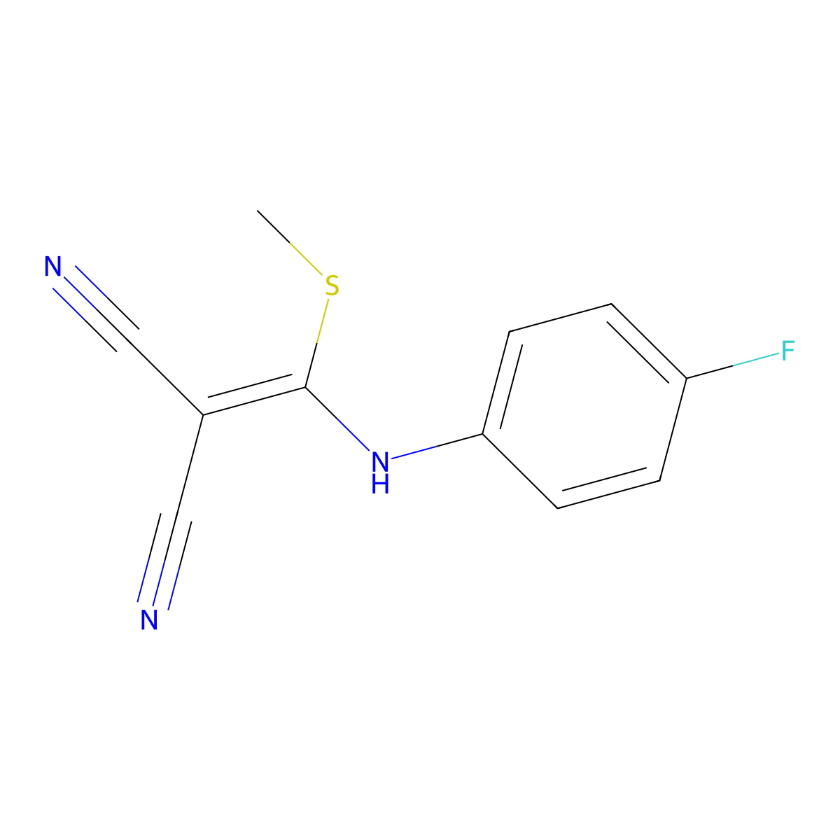 2-[(4-Fluoroanilino)(methylsulfanyl)methylene]malononitrile molecular structure, CAS 183740-46-7