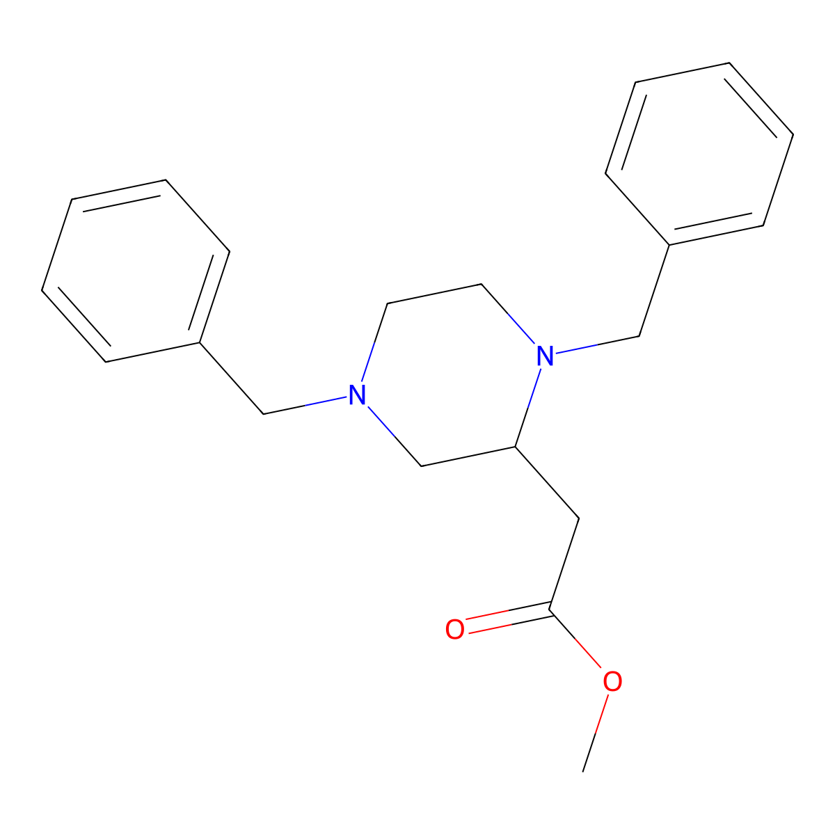 Methyl 2-(1,4-dibenzylpiperazin-2-yl)acetate molecular structure, CAS 183742-32-7