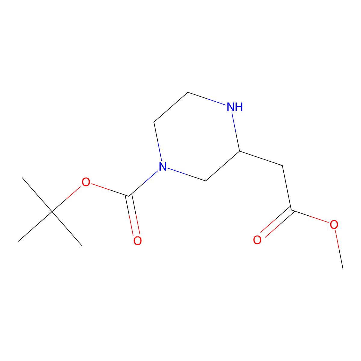 Methyl 4-Boc-piperazine-2-acetate molecular structure, CAS 183742-33-8