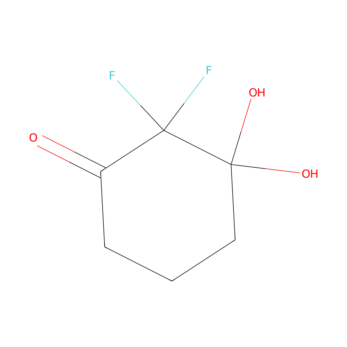 2,2-Difluoro-3,3-dihydroxycyclohexanone molecular structure, CAS 183742-86-1