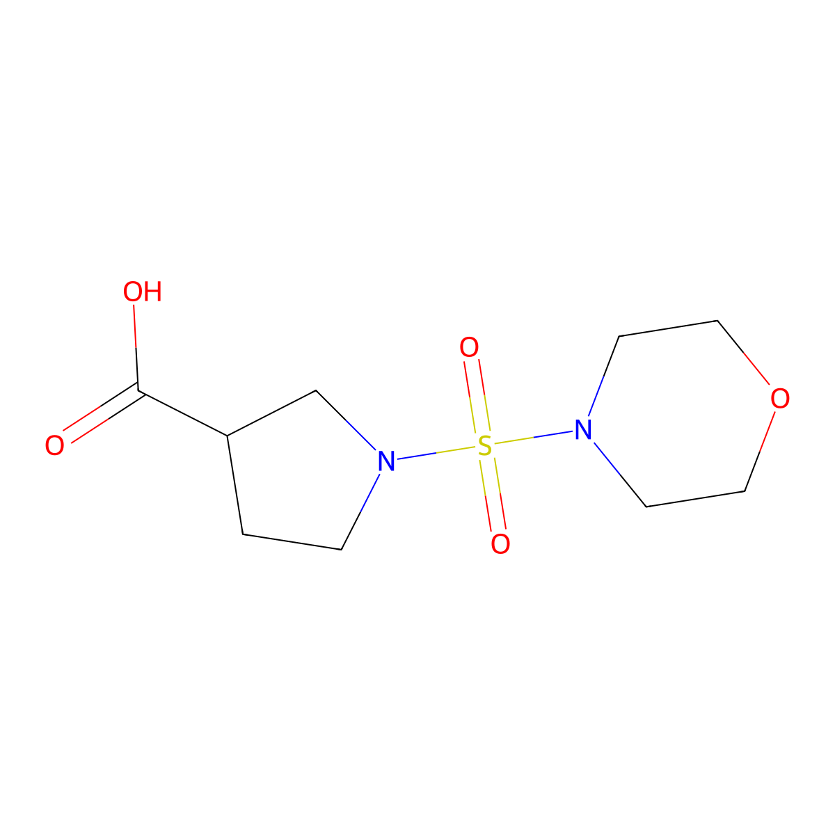 1-(Morpholine-4-sulfonyl)pyrrolidine-3-carboxylic acid molecular structure, CAS 1837430-56-4