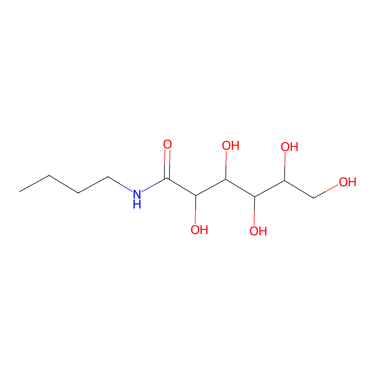 N-Butyl-D-gluconamide molecular structure, CAS 18375-57-0