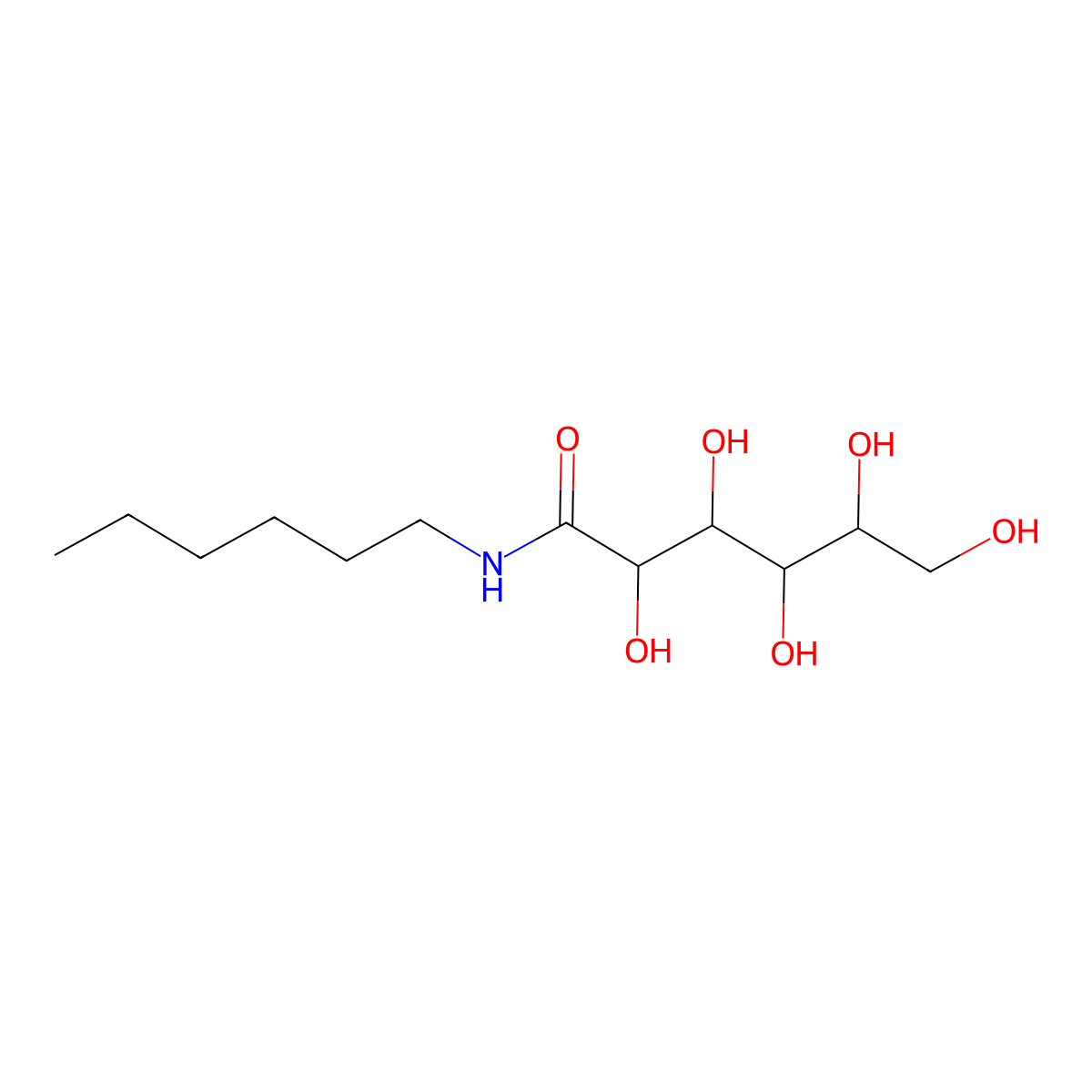N-Hexyl-D-gluconamide molecular structure, CAS 18375-59-2