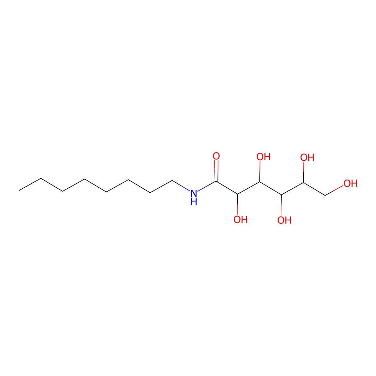 N-octyl-D-gluconamide molecular structure, CAS 18375-61-6
