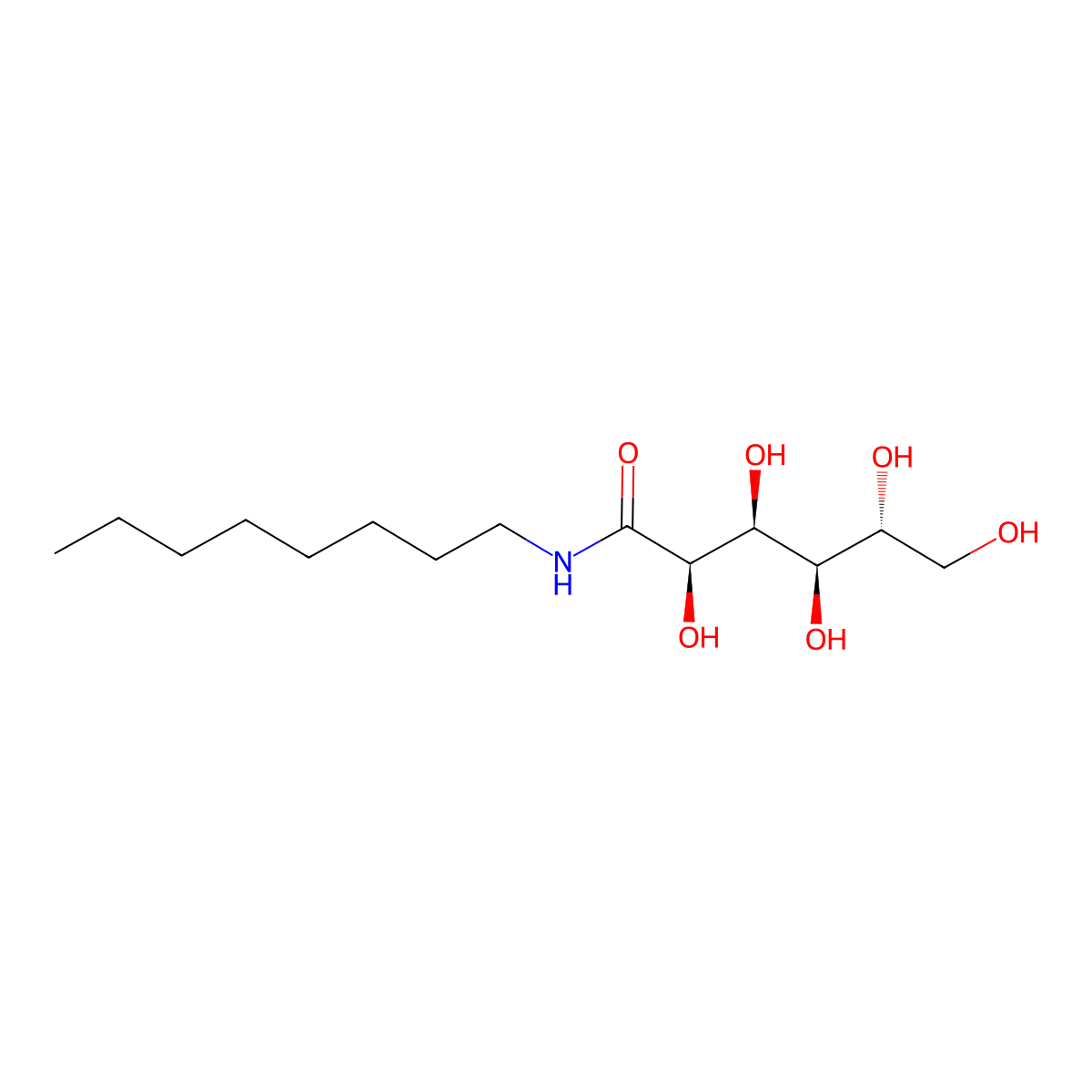 N-octyl-D-gluconamide molecular structure, CAS 18375-61-6