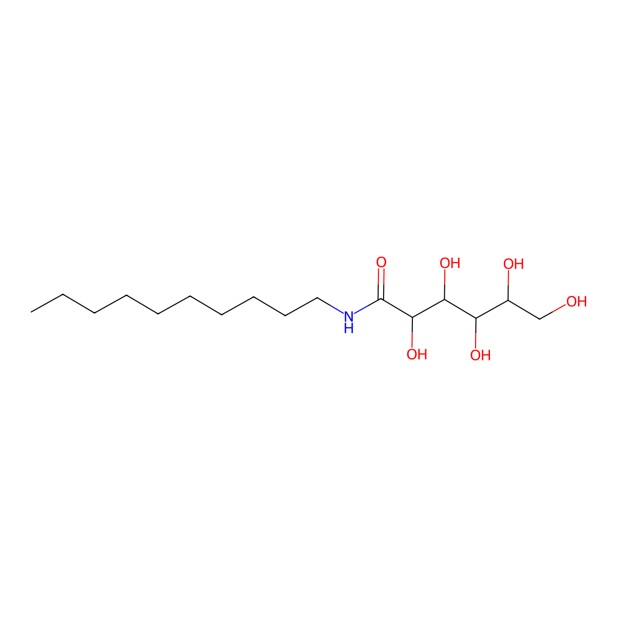 N-Decyl-D-gluconamide molecular structure, CAS 18375-62-7