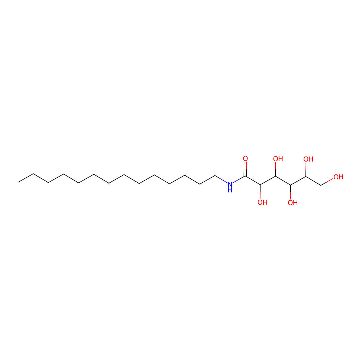 N-Tetradecyl-D-gluconamide molecular structure, CAS 18375-64-9