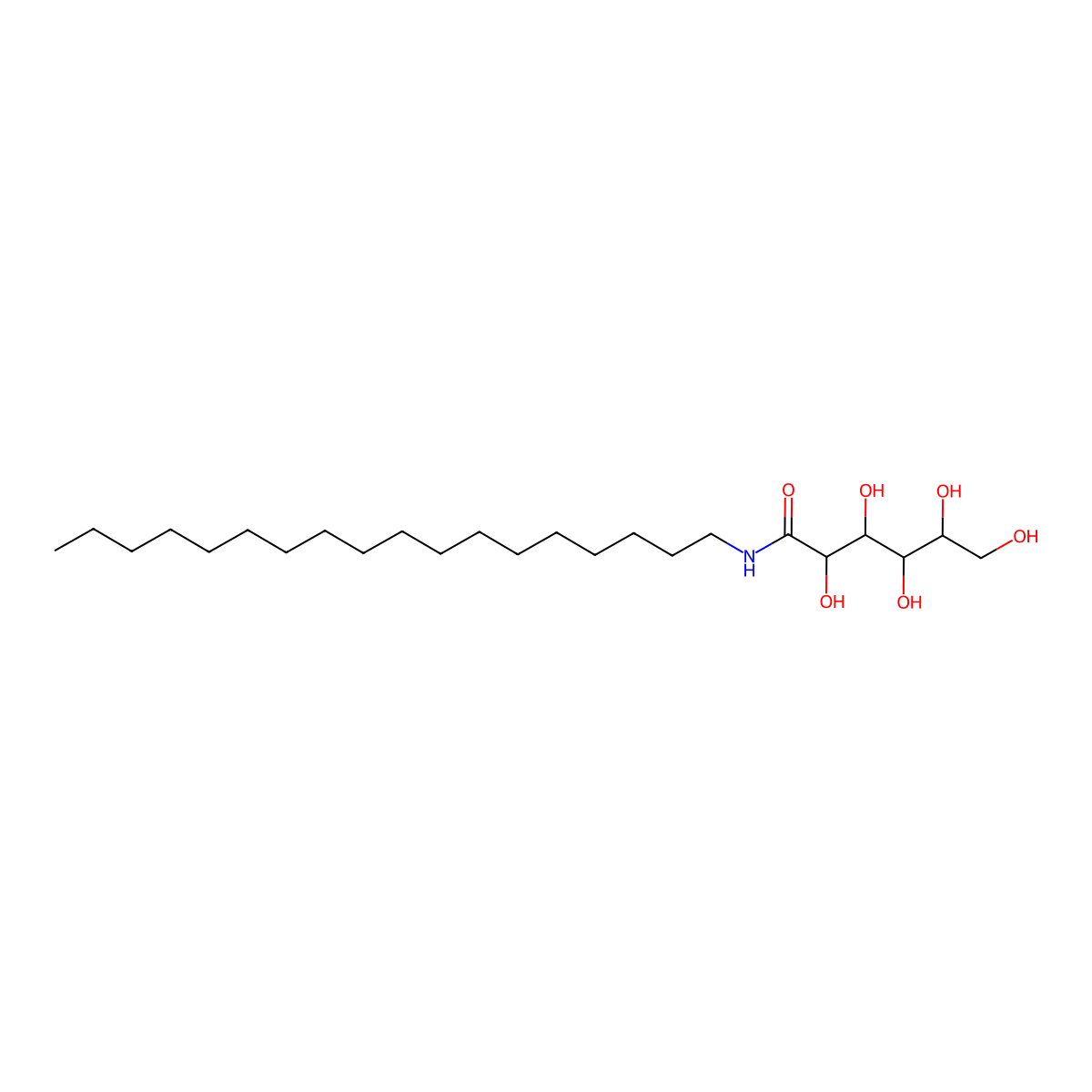 N-octadecyl-D-gluconamide molecular structure, CAS 18375-66-1