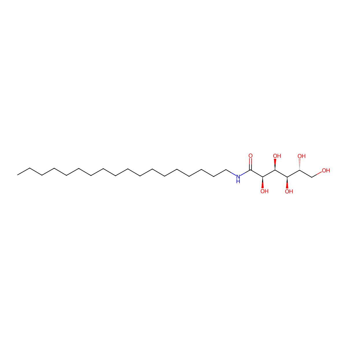 N-octadecyl-D-gluconamide molecular structure, CAS 18375-66-1