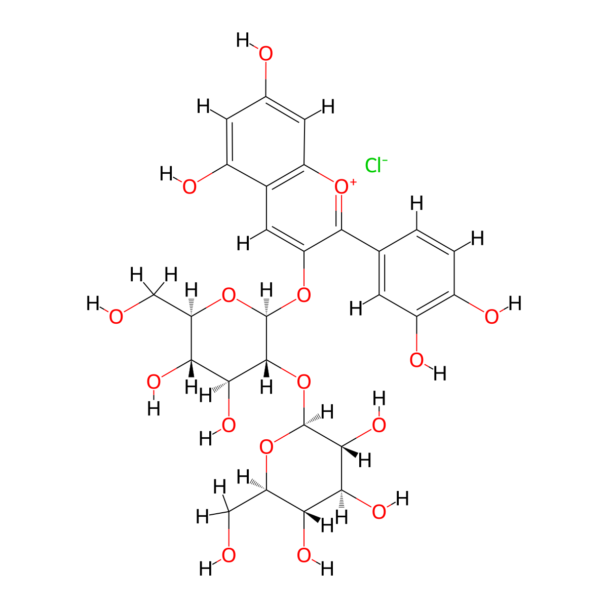 Cyanidin 3-sophoroside chloride molecular structure, CAS 18376-31-3