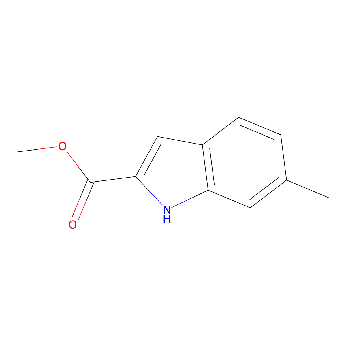 methyl 6-methyl-1H-indole-2-carboxylate molecular structure, CAS 18377-65-6