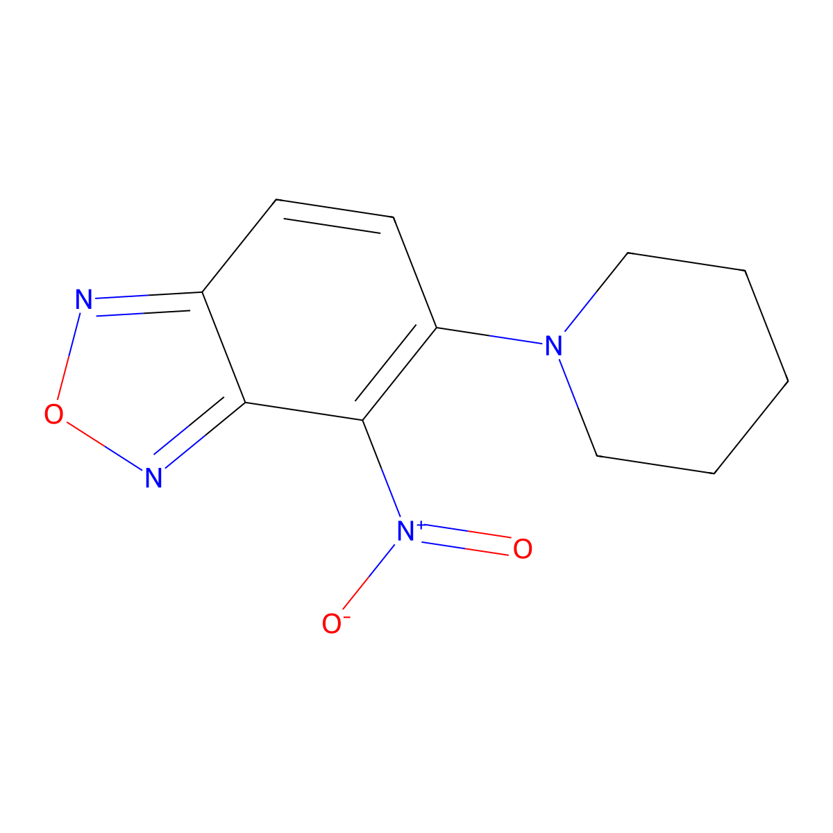 4-Nitro-5-piperidin-1-yl-2,1,3-benzoxadiazole molecular structure, CAS 18378-23-9