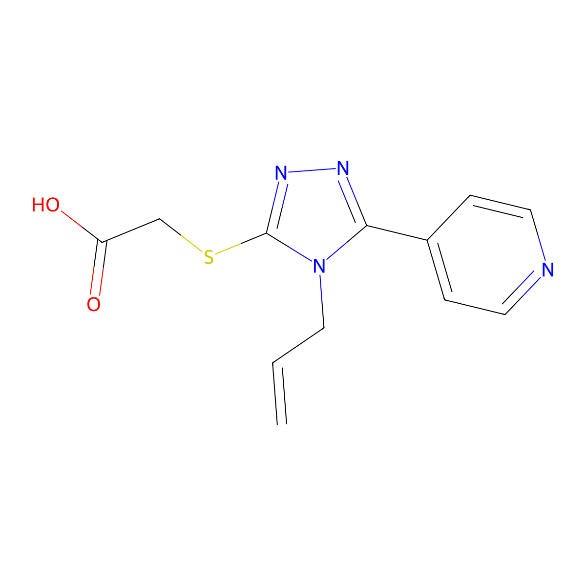 2-((4-(2-Propen-1-yl)-5-(4-pyridinyl)-4H-1,2,4-triazol-3-yl)thio)acetic acid molecular structure, CAS 18378-69-3