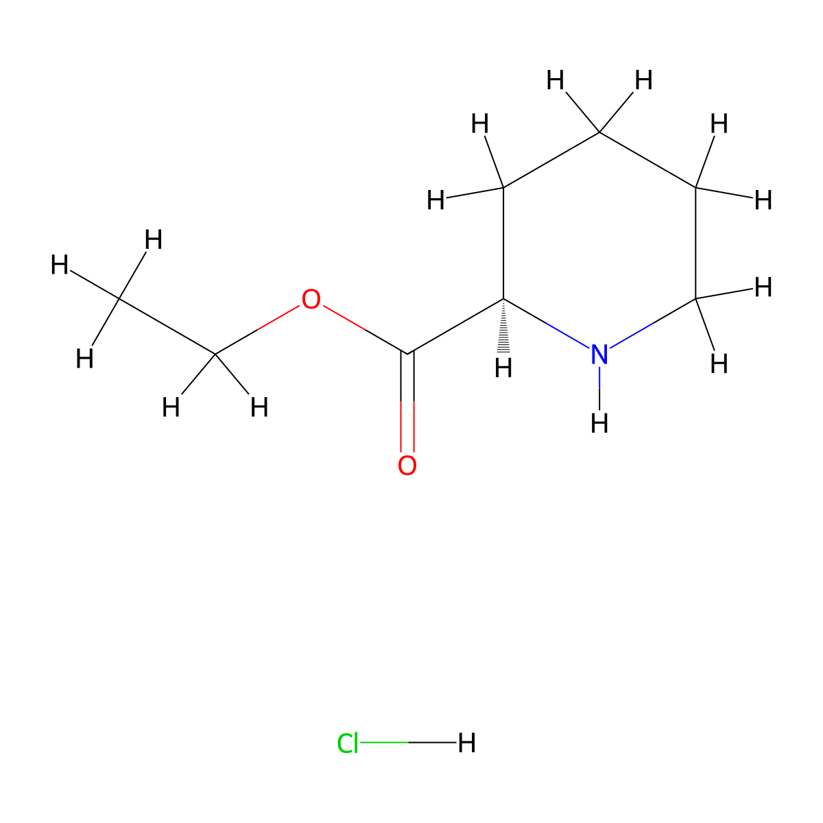 (R)-Ethyl piperidine-2-carboxylate hydrochloride molecular structure, CAS 183786-20-1