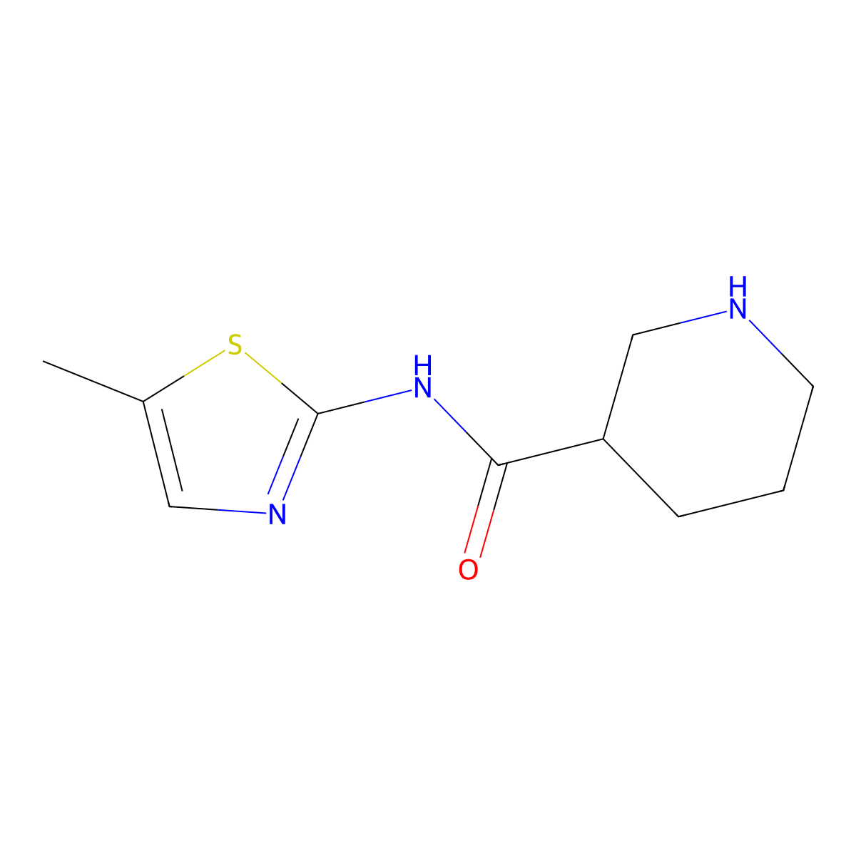 N-(5-Methyl-1,3-thiazol-2-YL)piperidine-3-carboxamide molecular structure, CAS 1837883-78-9