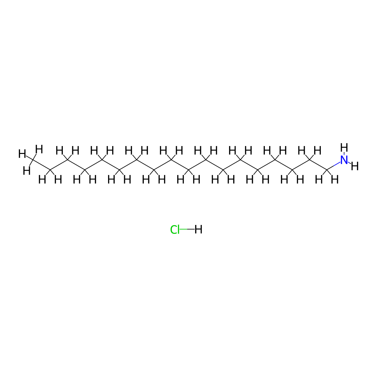 Stearamine hydrochloride molecular structure, CAS 1838-08-0