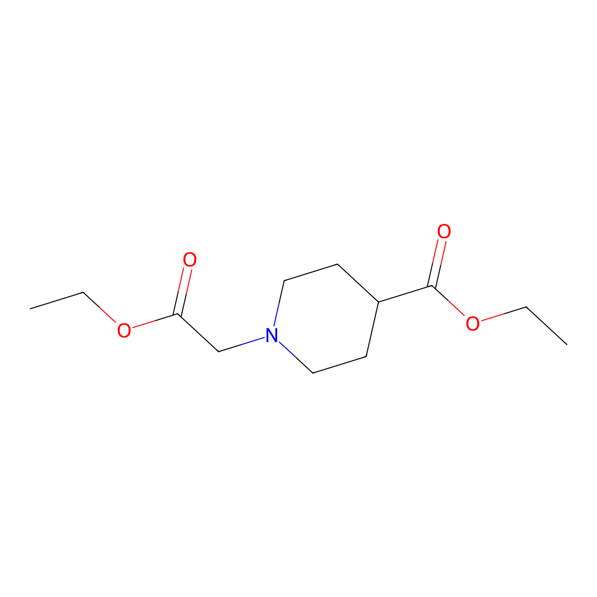 Ethyl 4-(ethoxycarbonyl)piperidine-1-acetate molecular structure, CAS 1838-39-7