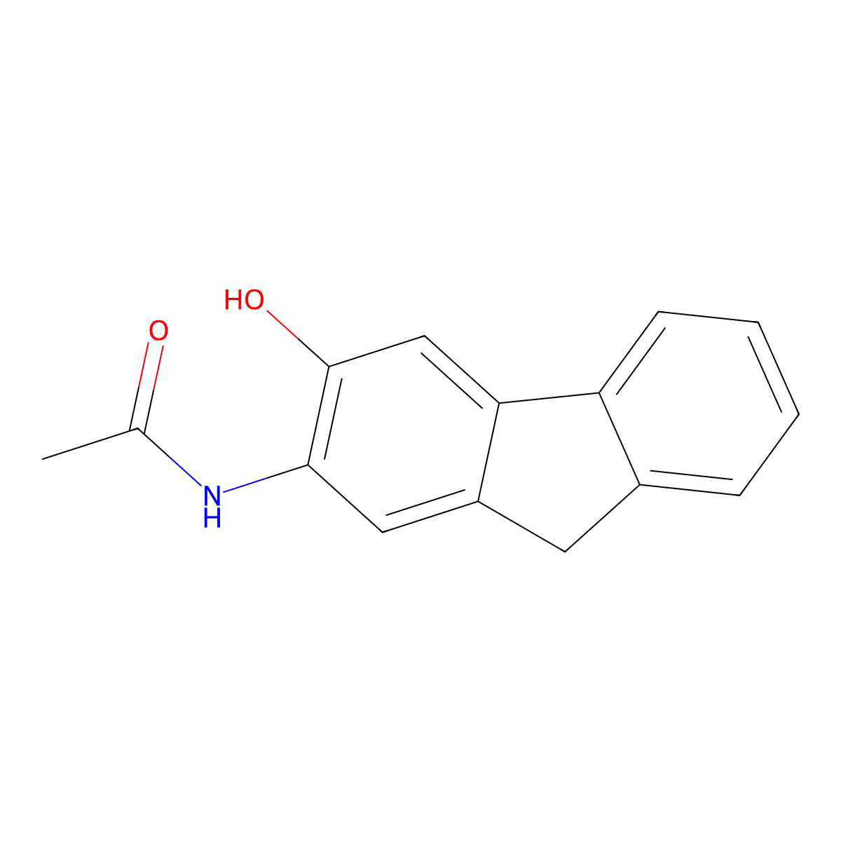N-(3-hydroxy-9H-fluoren-2-yl)acetamide molecular structure, CAS 1838-56-8
