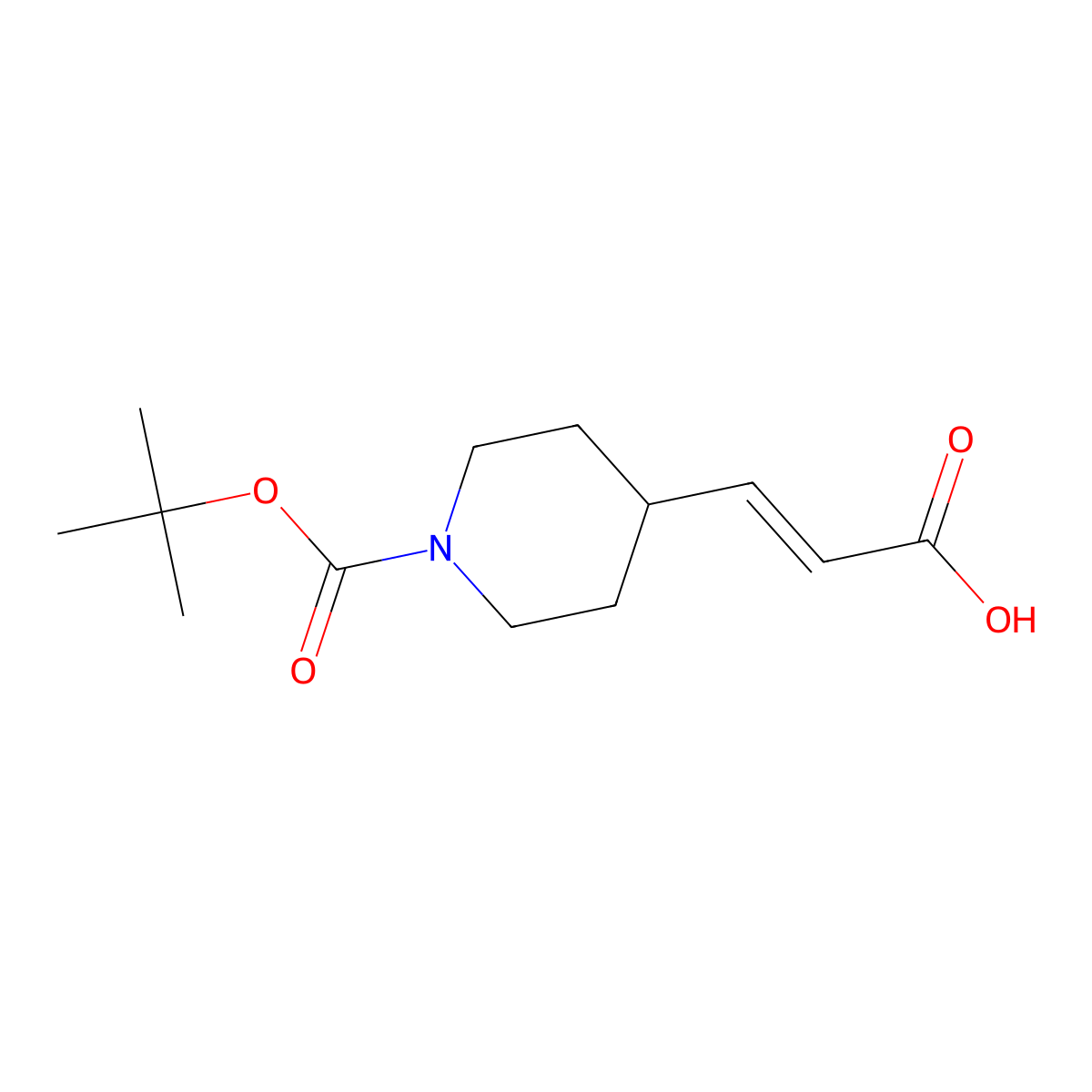 3-(1-(tert-Butoxycarbonyl)piperidin-4-yl)acrylic acid molecular structure, CAS 183808-18-6