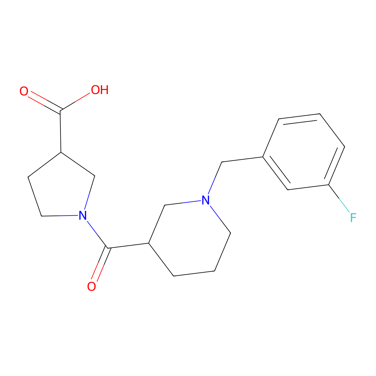 1-(1-(3-Fluorobenzyl)piperidine-3-carbonyl)pyrrolidine-3-carboxylic acid molecular structure, CAS 1838080-31-1