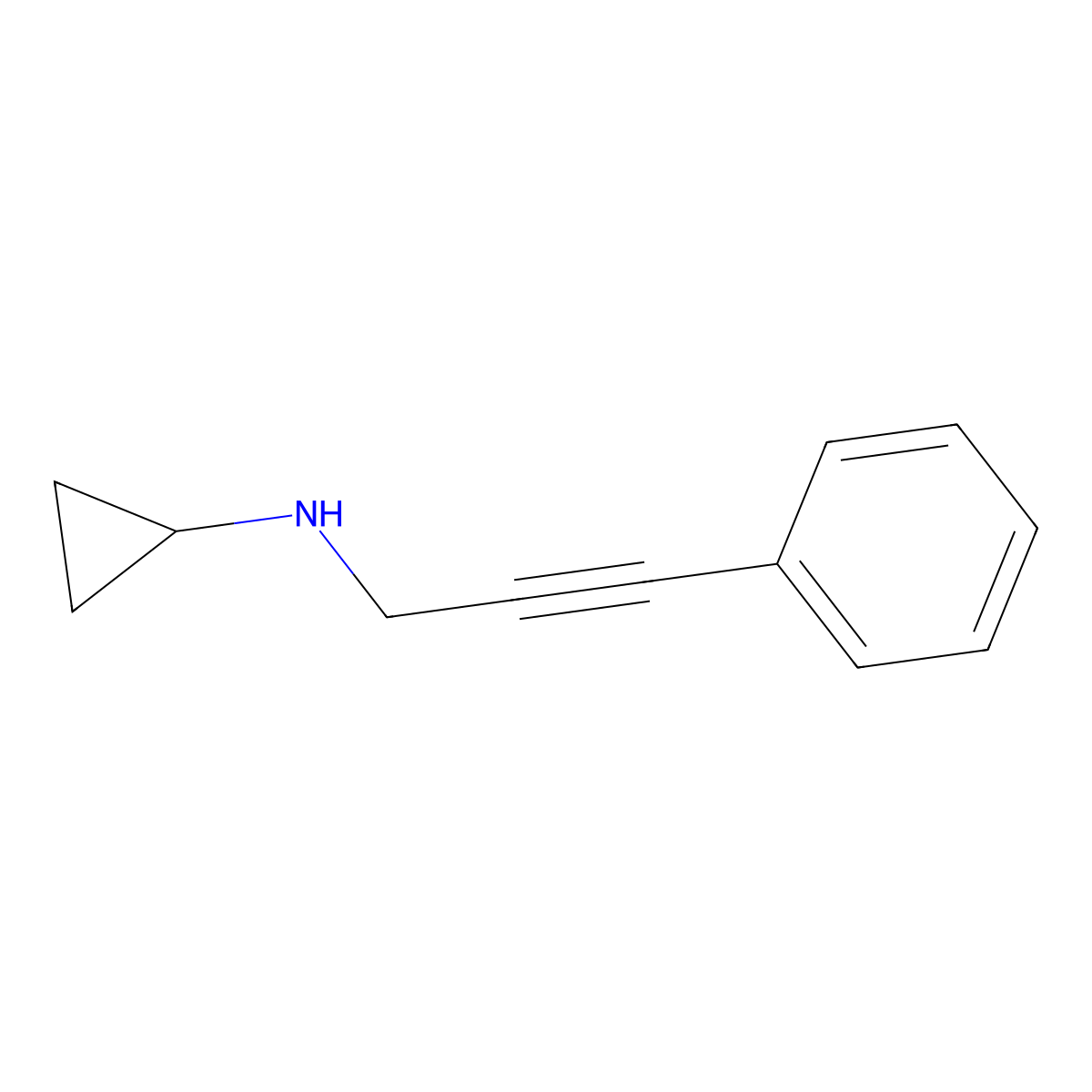N-(3-phenylprop-2-ynyl)cyclopropanamine molecular structure, CAS 18381-64-1