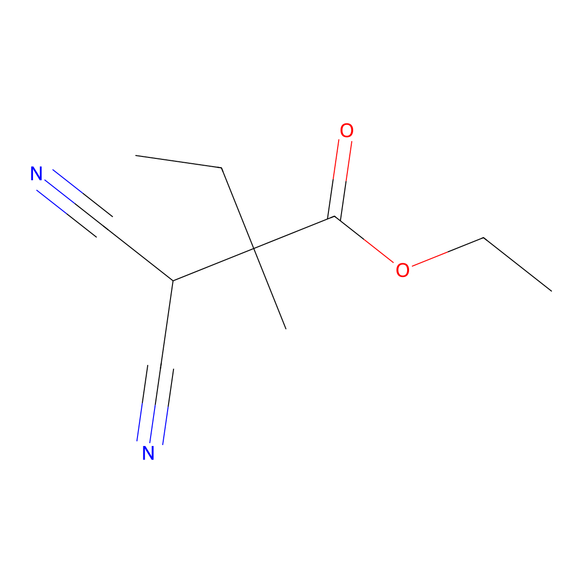 Ethyl 2-(dicyanomethyl)-2-methylbutanoate molecular structure, CAS 1838150-36-9