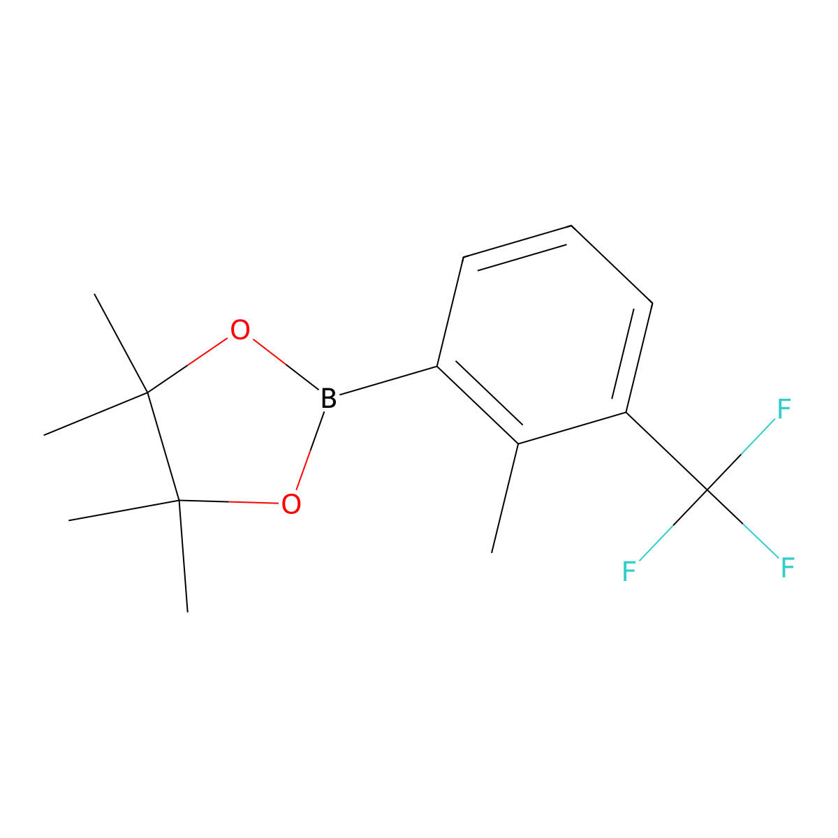 4,4,5,5-Tetramethyl-2-(2-methyl-3-(trifluoromethyl)phenyl)-1,3,2-dioxaborolane molecular structure, CAS 1838186-45-0